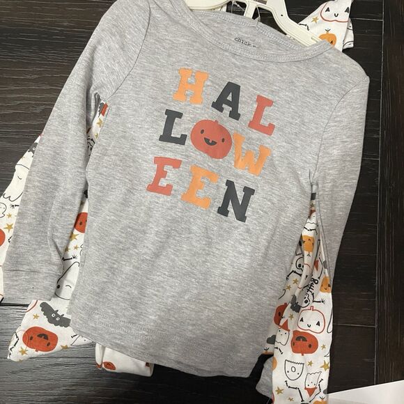 CHICK PEA Pajamas Halloween Pajama Set 4T NEW 4 Piece Tops And Pants Pumpkin - Picture 1 of 4